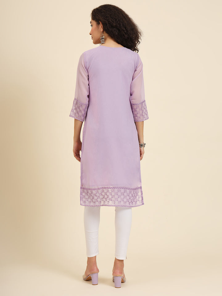 Purple Kurti | Designer Lakhnowi Chikankari Embroidery for Women