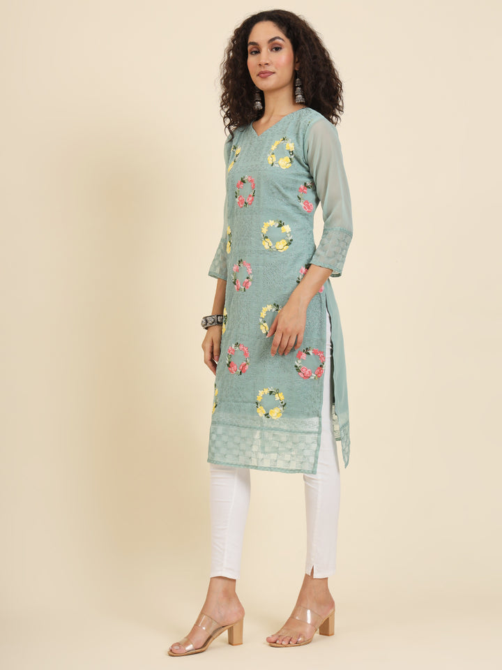Elegant Georgette Kurti | Lakhnowi Chikankari Embroidery for Women