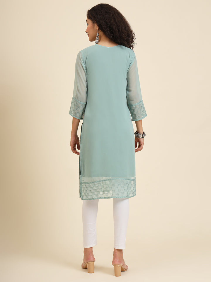 Elegant Georgette Kurti | Lakhnowi Chikankari Embroidery for Women