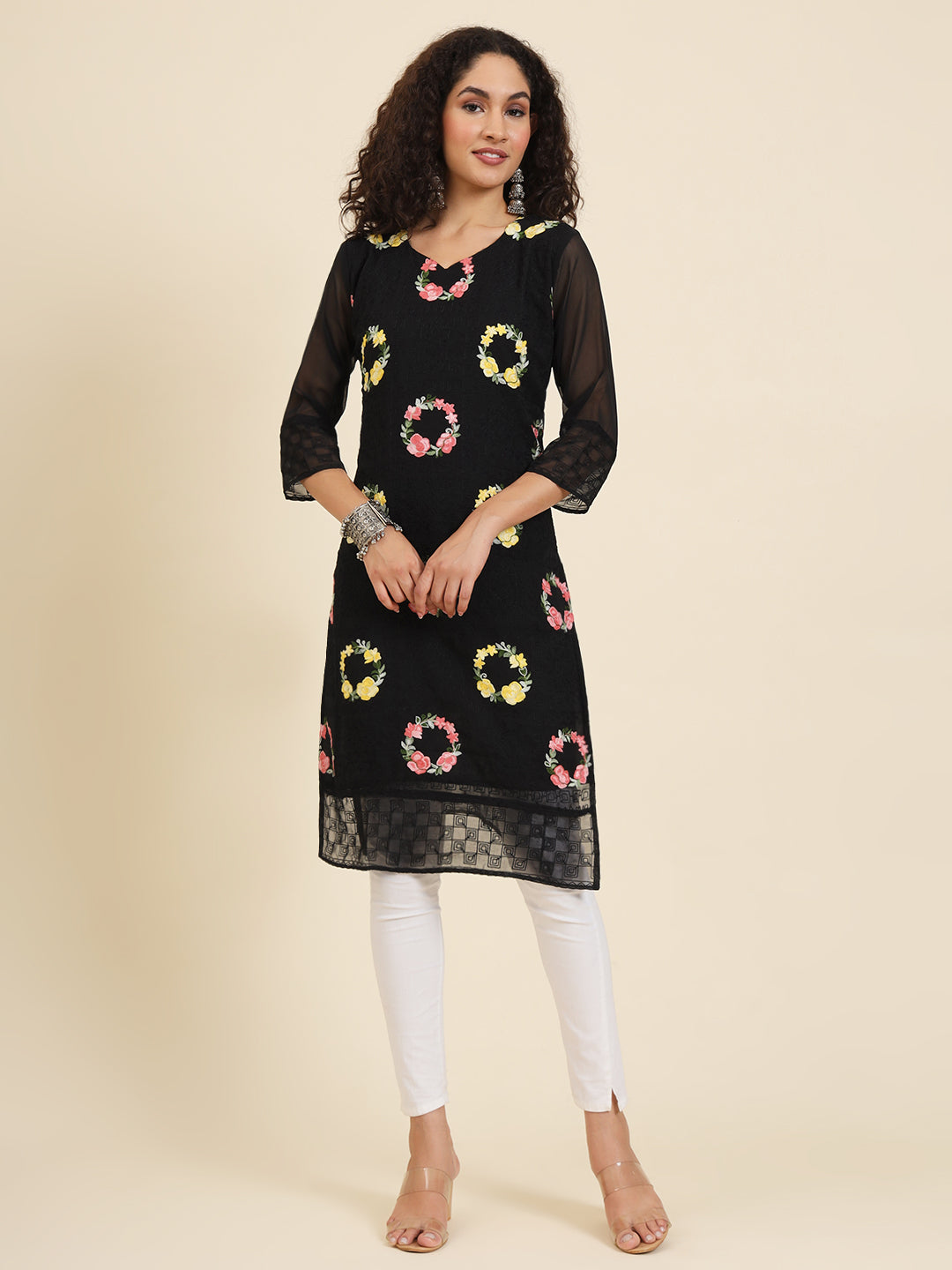 Elegant Georgette Kurti | Lakhnowi Chikankari Embroidery for Women