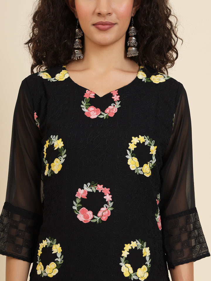 Elegant Georgette Kurti | Lakhnowi Chikankari Embroidery for Women