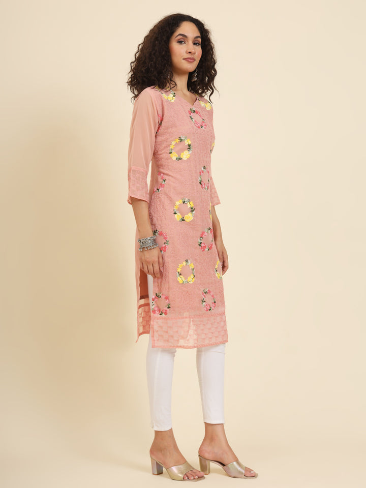Elegant Georgette Kurti | Lakhnowi Chikankari Embroidery for Women