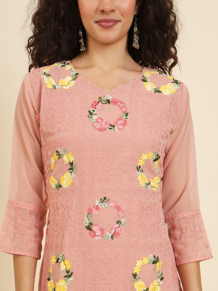 Elegant Georgette Kurti | Lakhnowi Chikankari Embroidery for Women
