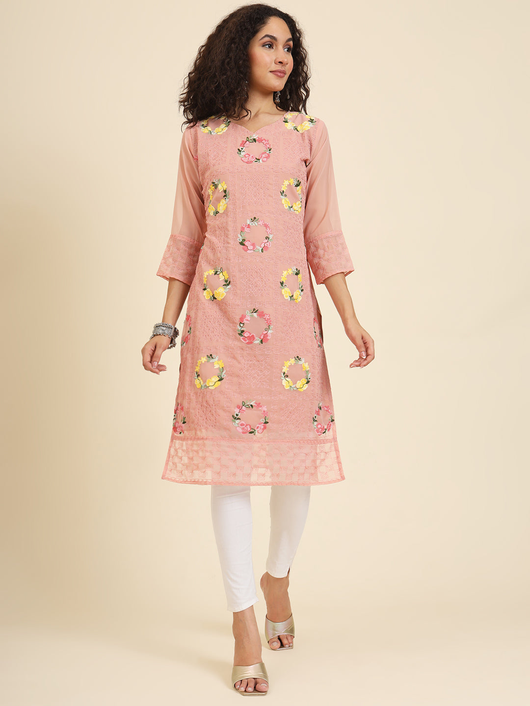 Elegant Georgette Kurti | Lakhnowi Chikankari Embroidery for Women