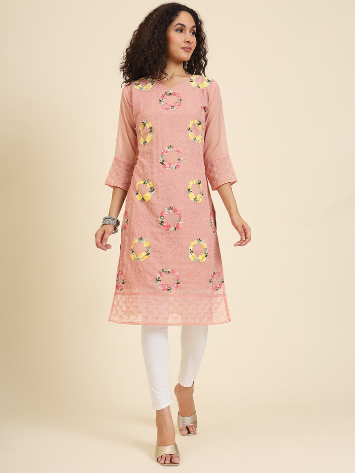 Elegant Georgette Kurti | Lakhnowi Chikankari Embroidery for Women