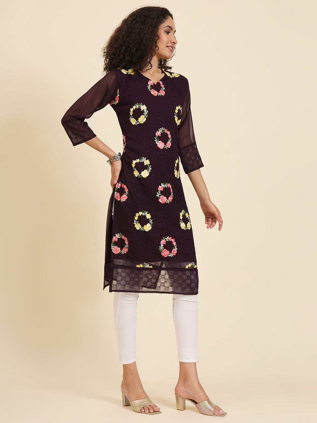 Elegant Georgette Kurti | Lakhnowi Chikankari Embroidery for Women