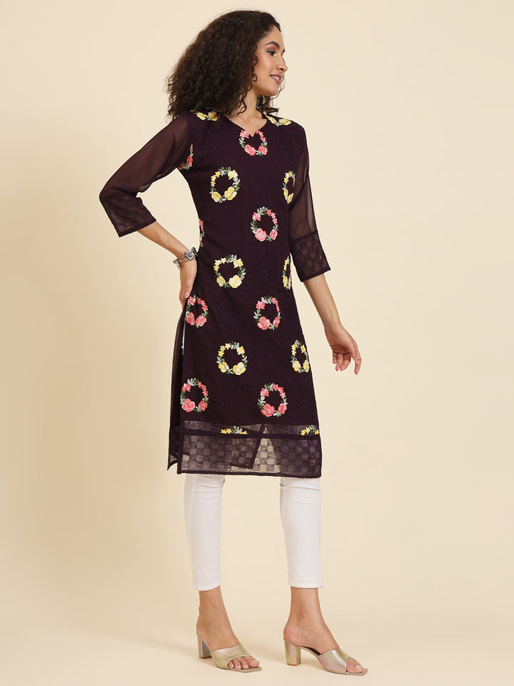 Elegant Georgette Kurti | Lakhnowi Chikankari Embroidery for Women