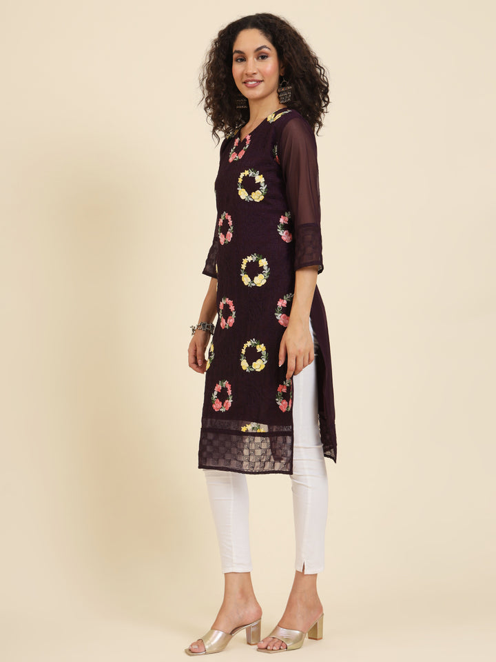 Elegant Georgette Kurti | Lakhnowi Chikankari Embroidery for Women