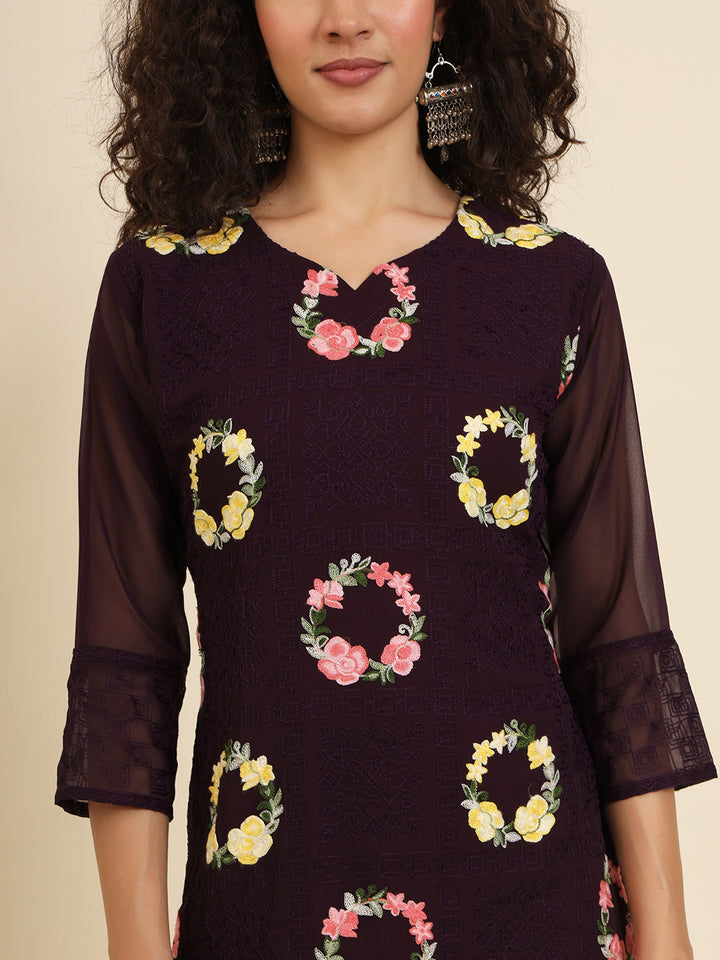 Elegant Georgette Kurti | Lakhnowi Chikankari Embroidery for Women