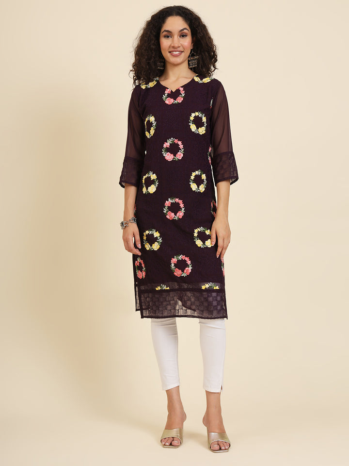 Elegant Georgette Kurti | Lakhnowi Chikankari Embroidery for Women