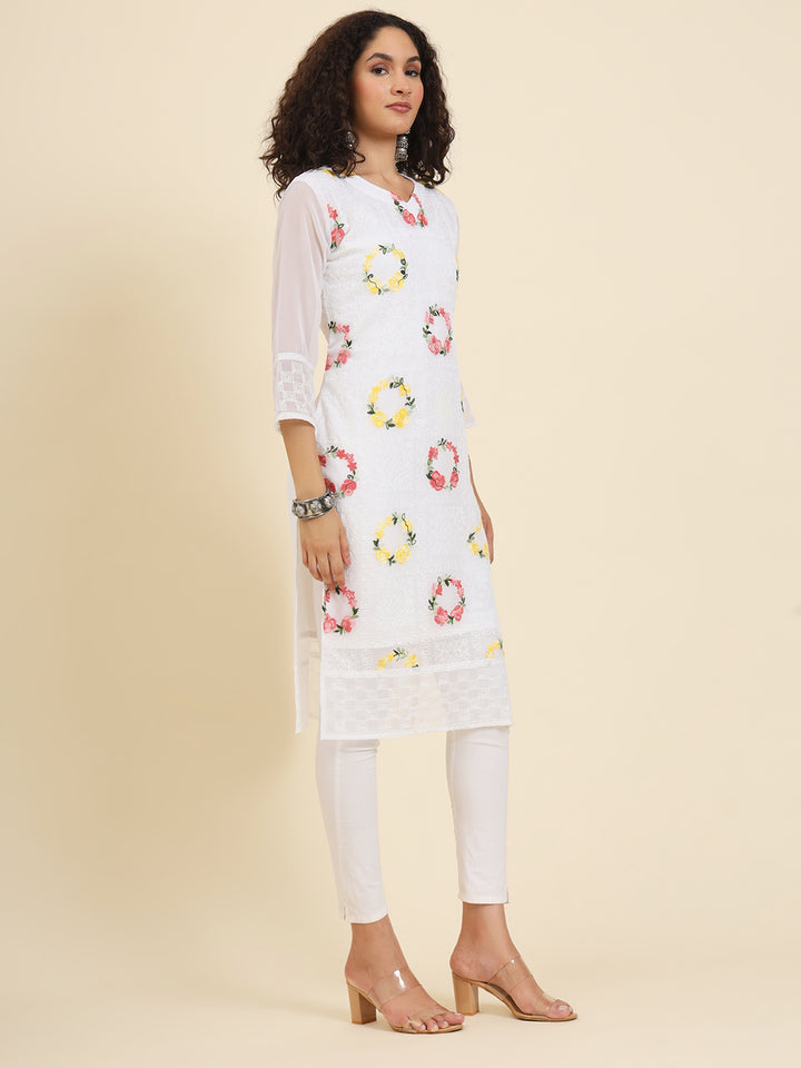 Elegant Georgette Kurti | Lakhnowi Chikankari Embroidery for Women