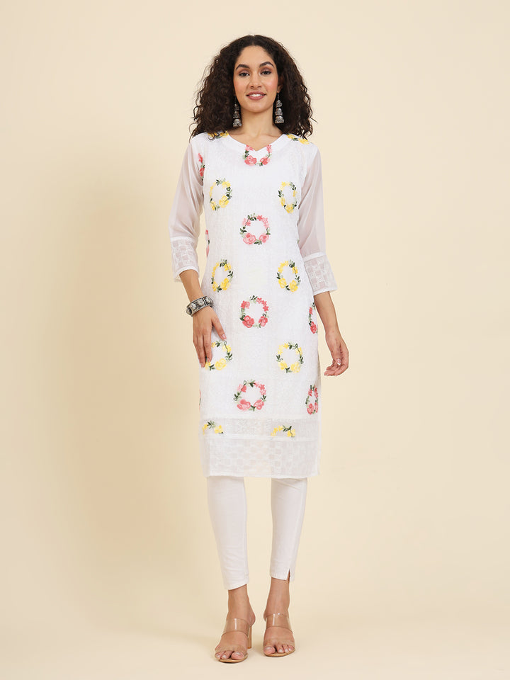 Elegant Georgette Kurti | Lakhnowi Chikankari Embroidery for Women