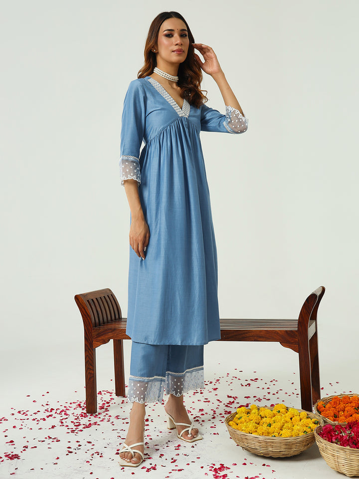 Premium Silk Blend Salwar Kameez | Elegant Embellished Detailing for Ethnic Wear
