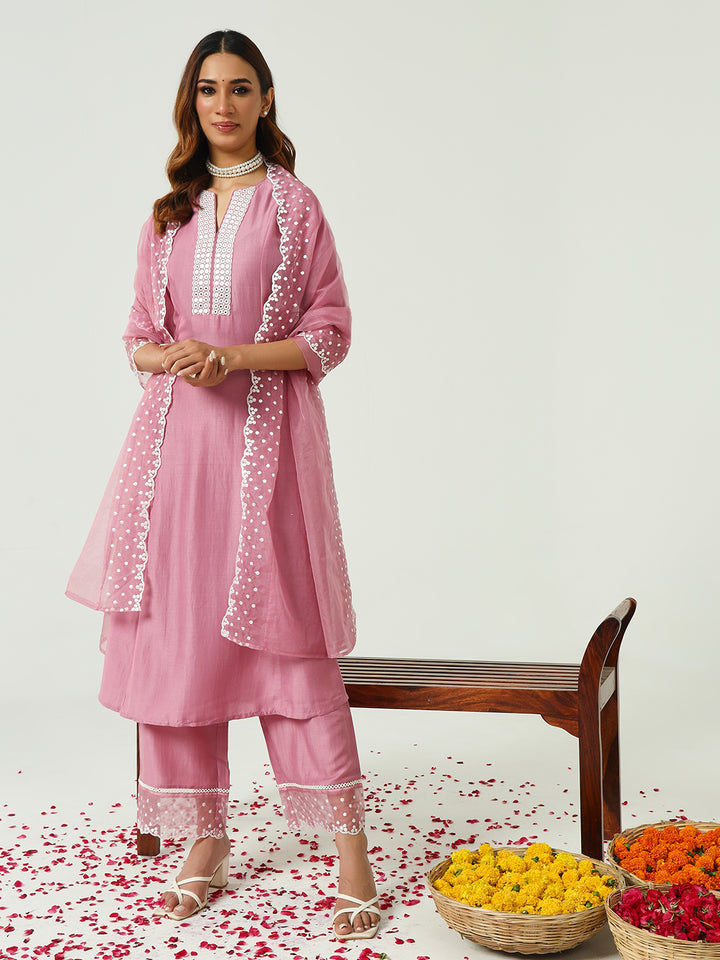 Premium Silk Blend Salwar Kameez | Elegant Embellished Detailing for Ethnic Wear