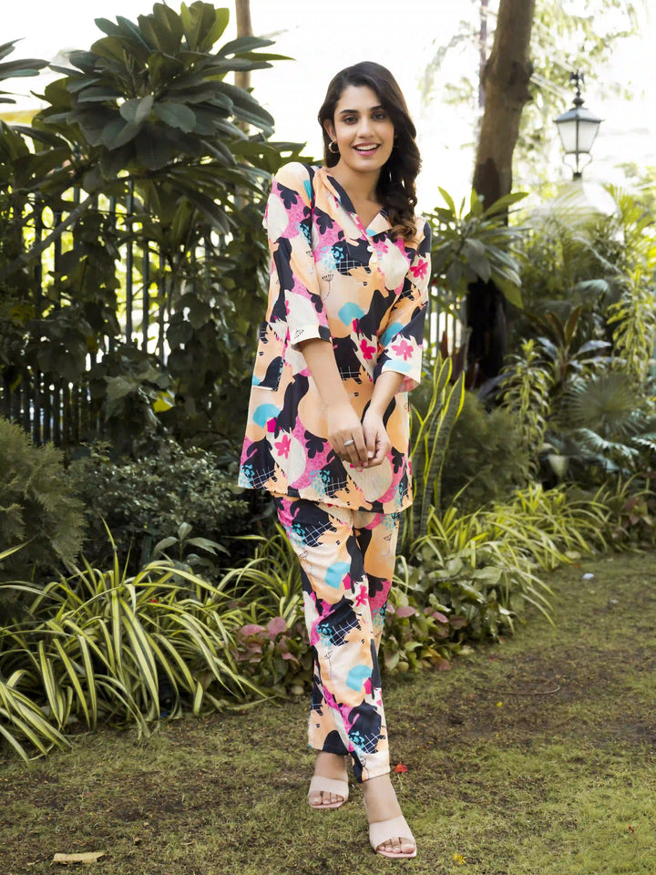 Light Peach Coord Set | Digital Printed Muslin Cotton Women‚Äôs Wear