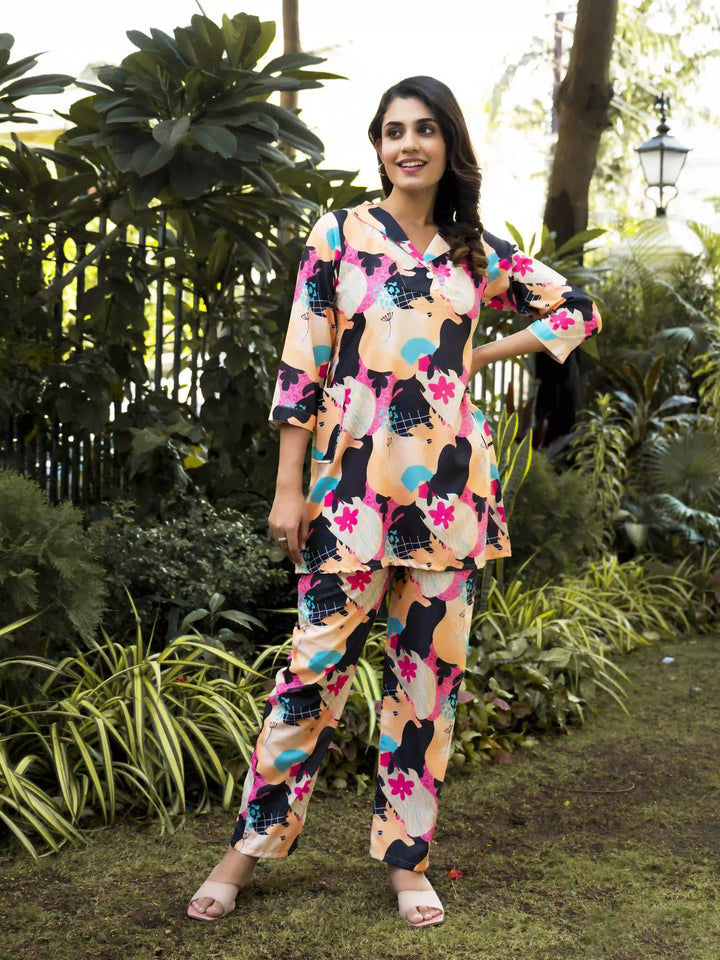 Light Peach Coord Set | Digital Printed Muslin Cotton Women‚Äôs Wear