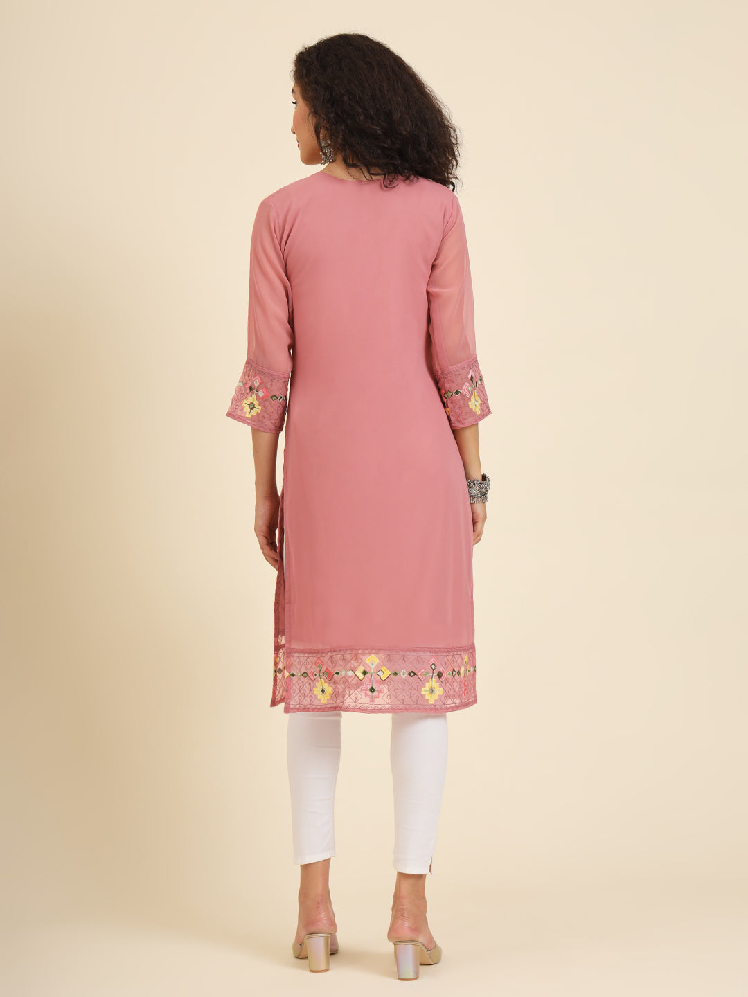 Georgette Kurti for Women | Lucknowi Chikankari Embroidery Work