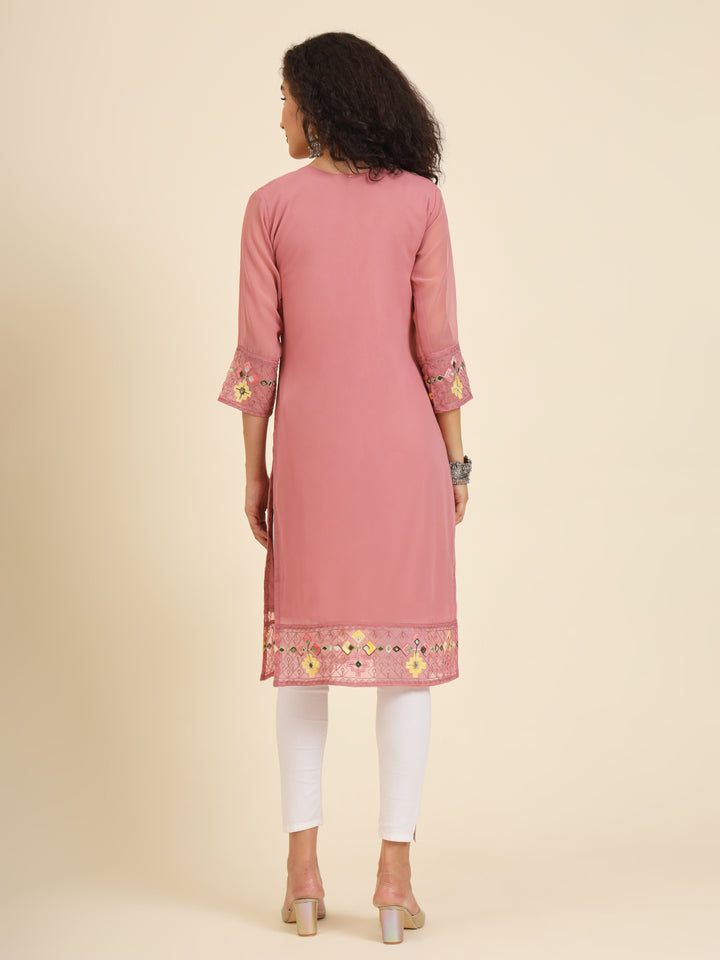 Georgette Kurti for Women | Lucknowi Chikankari Embroidery Work