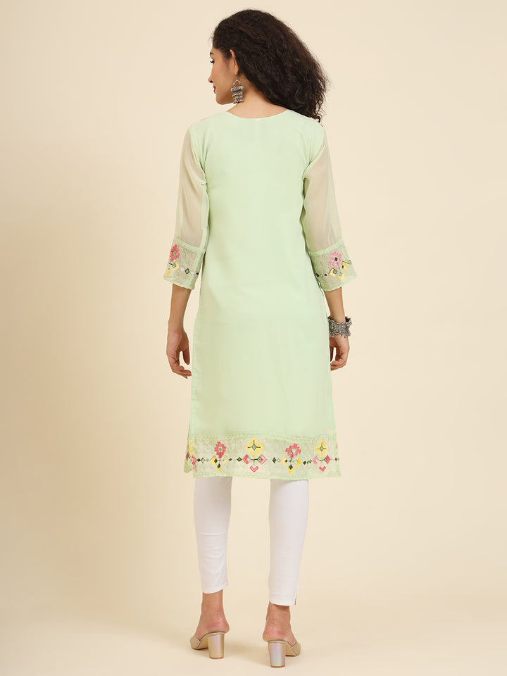 Georgette Kurti for Women | Lucknowi Chikankari Embroidery Work