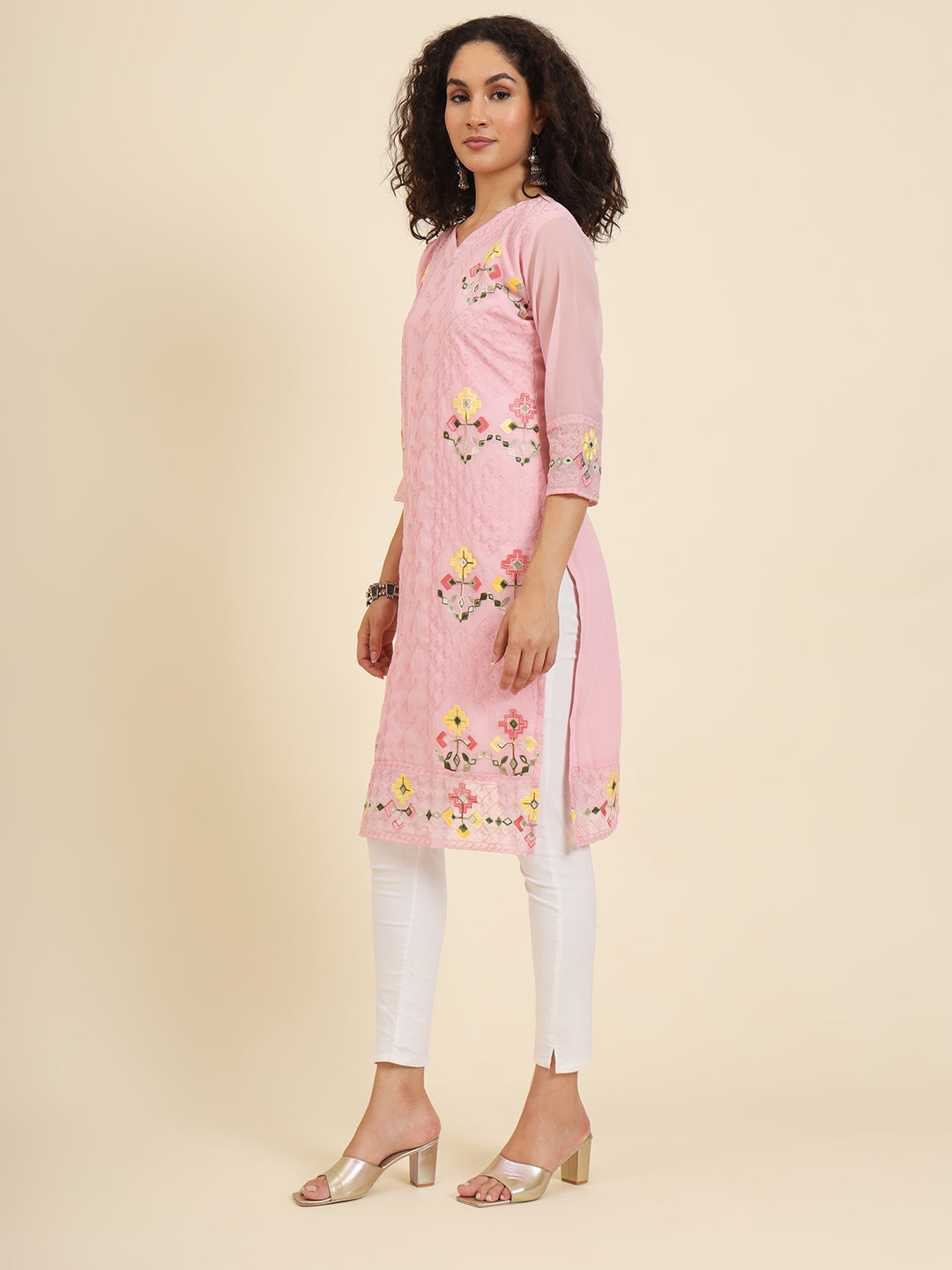 Georgette Kurti for Women | Lucknowi Chikankari Embroidery Work