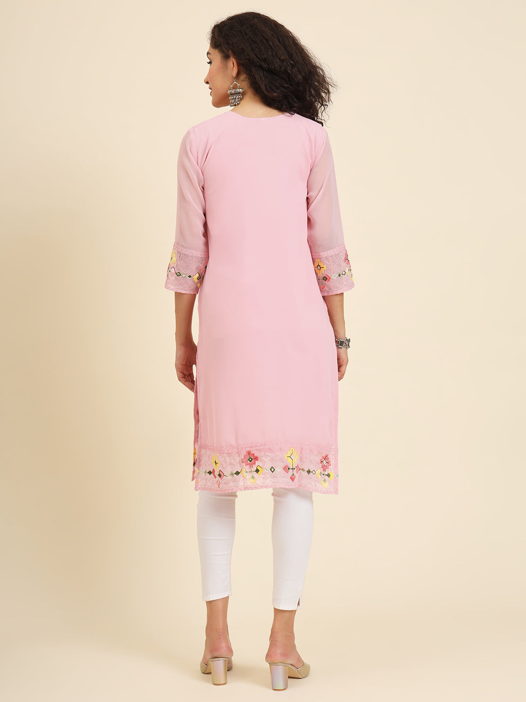 Georgette Kurti for Women | Lucknowi Chikankari Embroidery Work