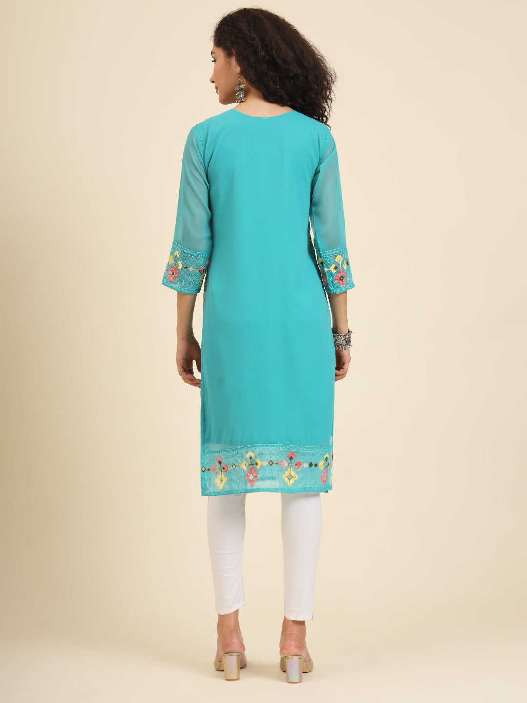 Georgette Kurti for Women | Lucknowi Chikankari Embroidery Work