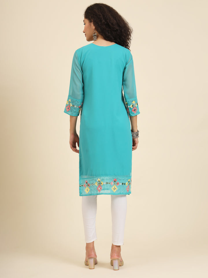 Georgette Kurti for Women | Lucknowi Chikankari Embroidery Work