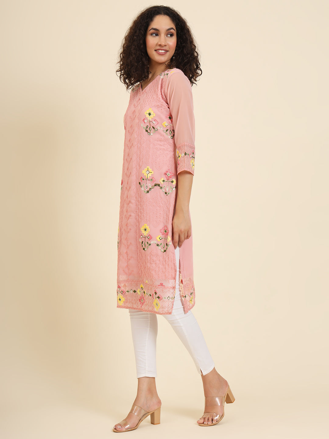 Georgette Kurti for Women | Lucknowi Chikankari Embroidery Work