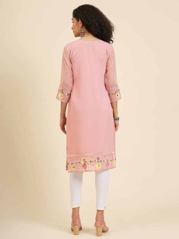 Georgette Kurti for Women | Lucknowi Chikankari Embroidery Work