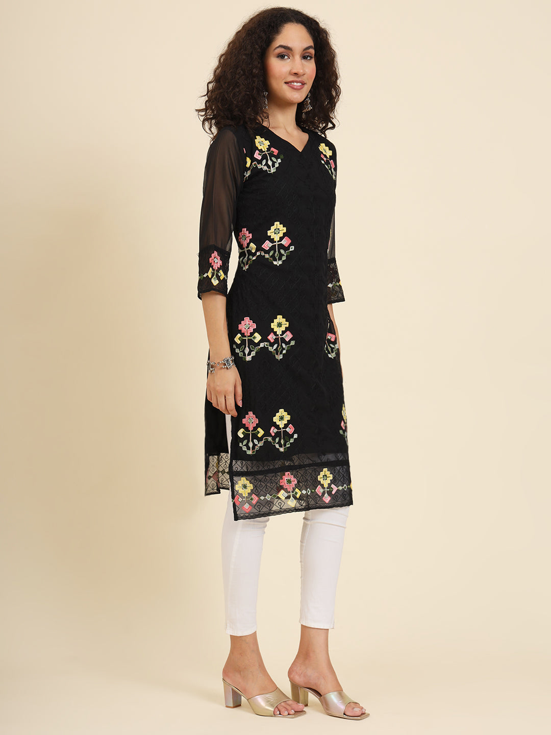Georgette Kurti for Women | Lucknowi Chikankari Embroidery Work