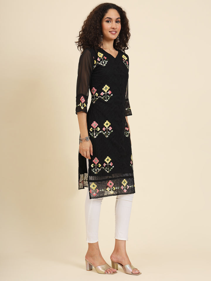 Georgette Kurti for Women | Lucknowi Chikankari Embroidery Work