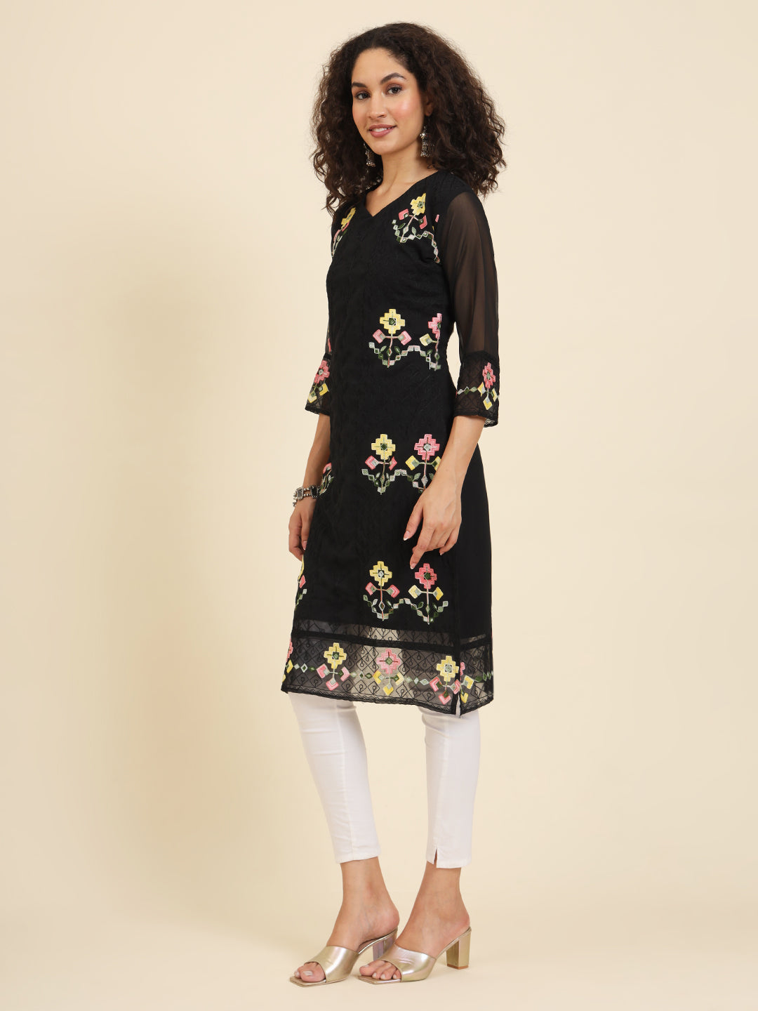 Georgette Kurti for Women | Lucknowi Chikankari Embroidery Work