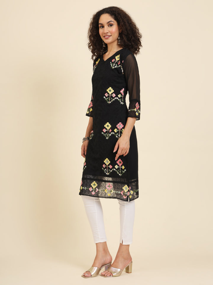 Georgette Kurti for Women | Lucknowi Chikankari Embroidery Work