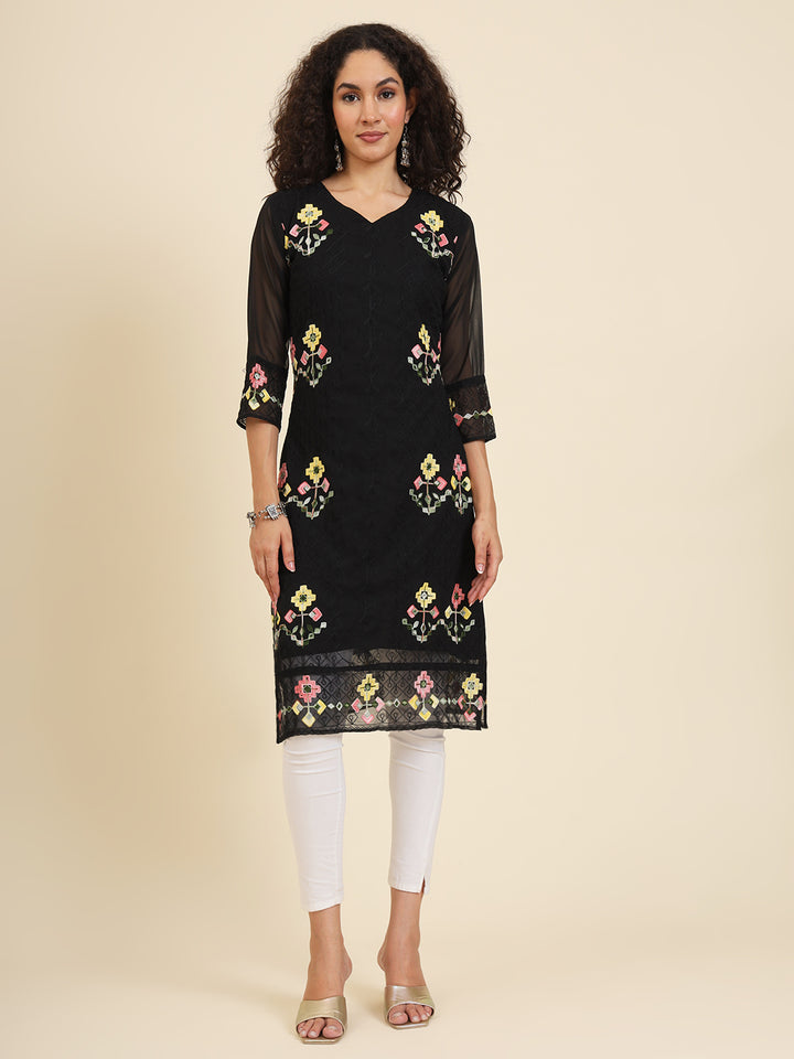 Georgette Kurti for Women | Lucknowi Chikankari Embroidery Work