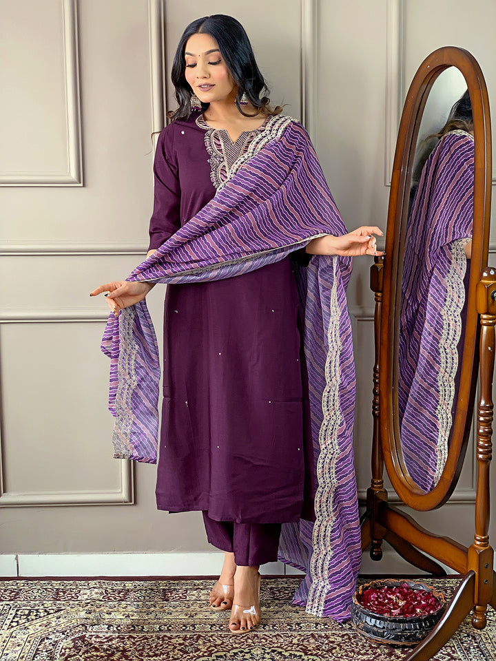 Elegant Purple Viscose Silk Salwar Kameez for Women | Premium Traditional Ethnic Wear