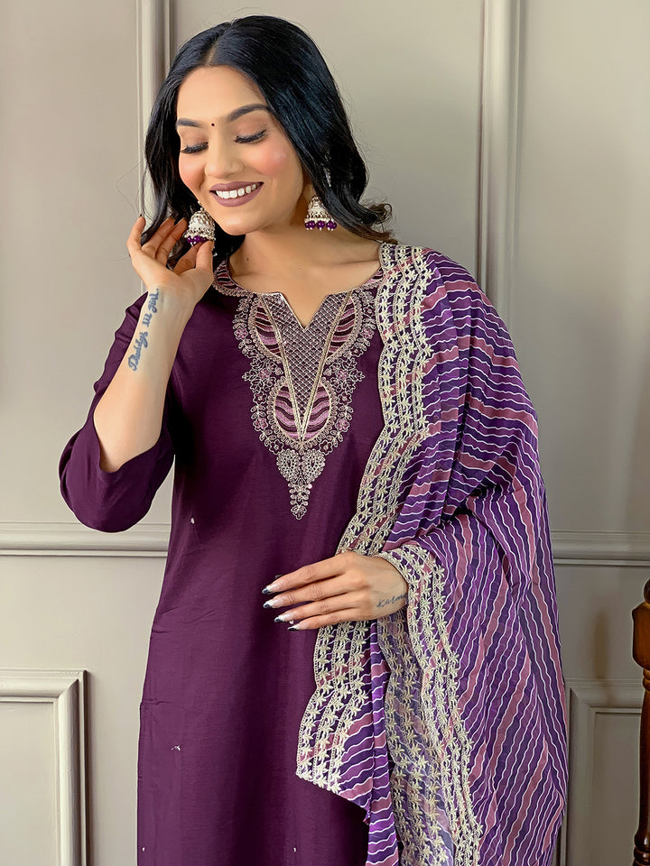 Elegant Purple Viscose Silk Salwar Kameez for Women | Premium Traditional Ethnic Wear