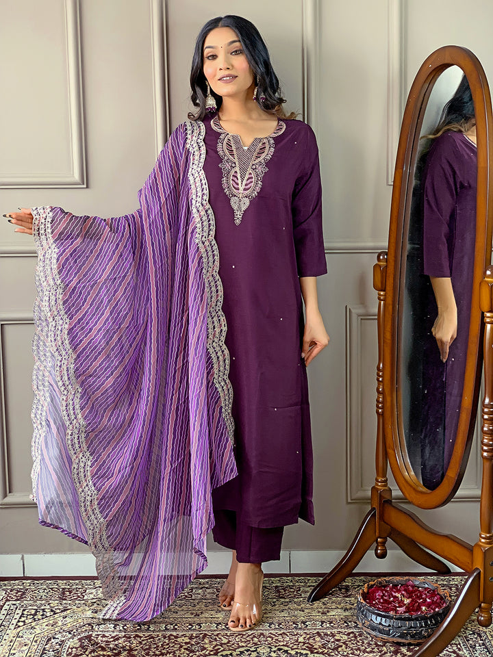 Elegant Purple Viscose Silk Salwar Kameez for Women | Premium Traditional Ethnic Wear