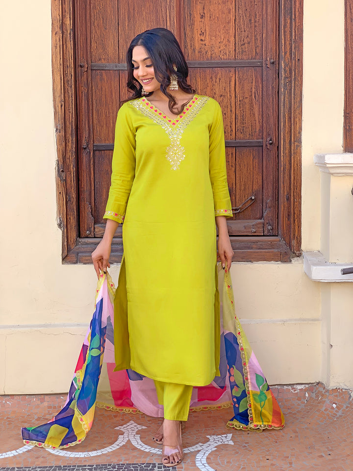 Elegant Lemon Viscose Silk Salwar Kameez for Women | Premium Traditional Ethnic Wear