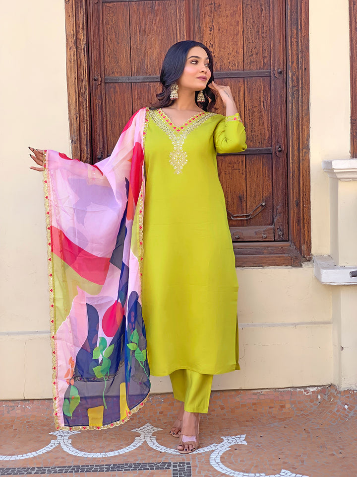 Elegant Lemon Viscose Silk Salwar Kameez for Women | Premium Traditional Ethnic Wear