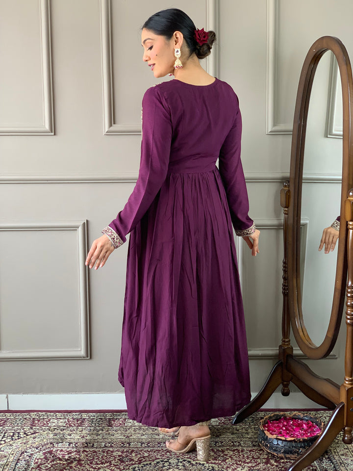 Elegant Wine Viscose Silk Salwar Kameez for Women | Premium Traditional Ethnic Wear