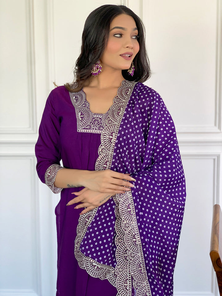 Purple Viscose Silk Salwar Kameez for Women | Premium Traditional Ethnic Wear