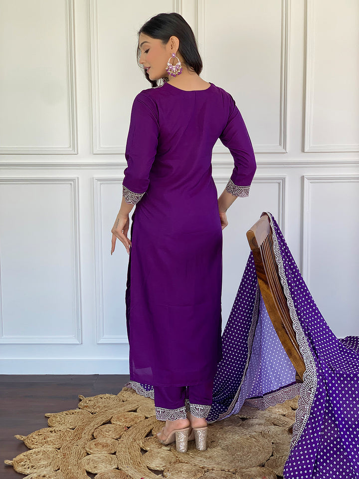 Purple Viscose Silk Salwar Kameez for Women | Premium Traditional Ethnic Wear