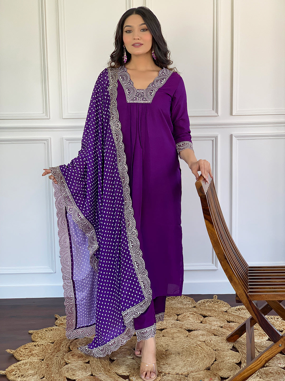 Purple Viscose Silk Salwar Kameez for Women | Premium Traditional Ethnic Wear