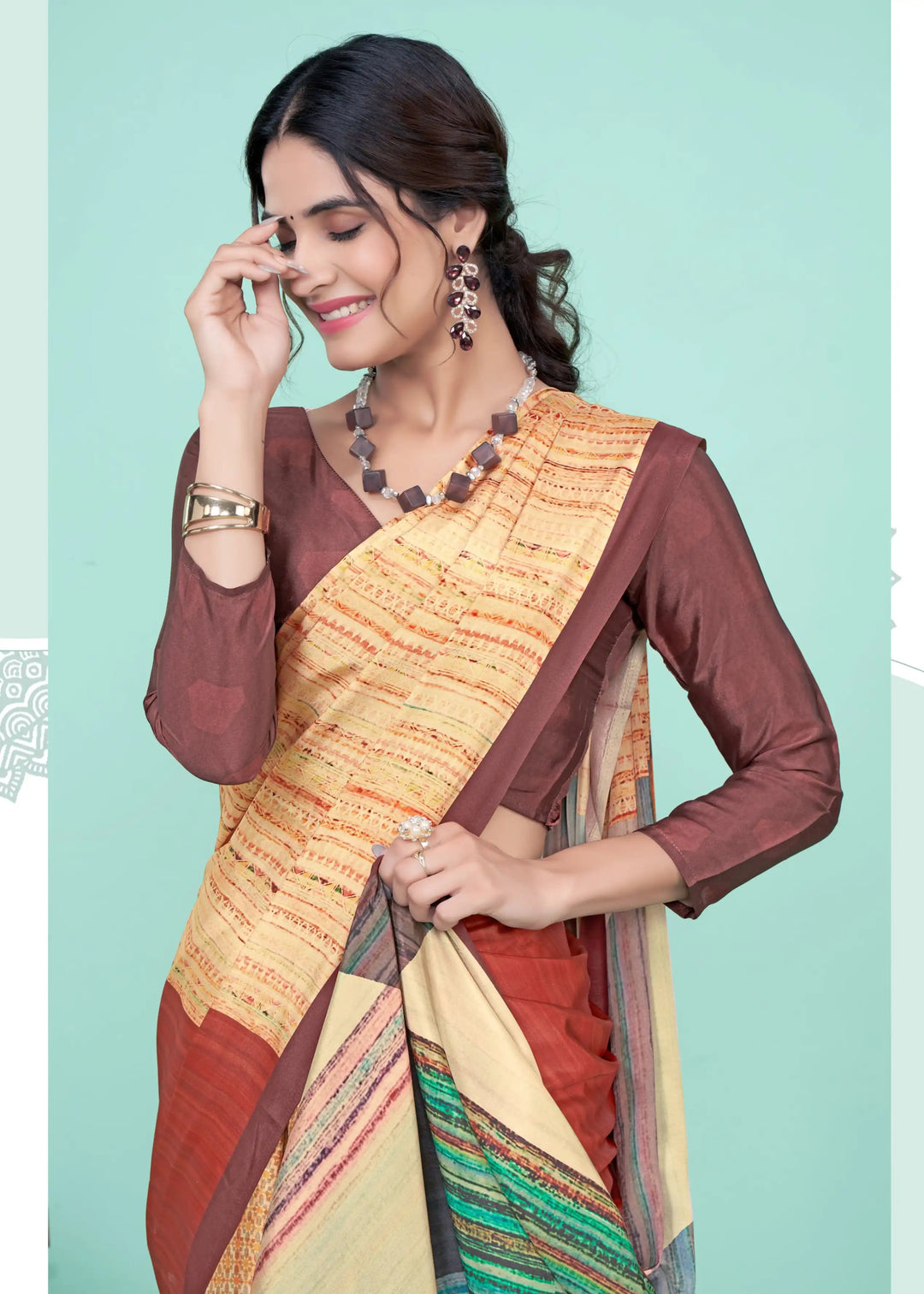 Yellow Crepe Soft Silk Saree | Designer Digital Printed