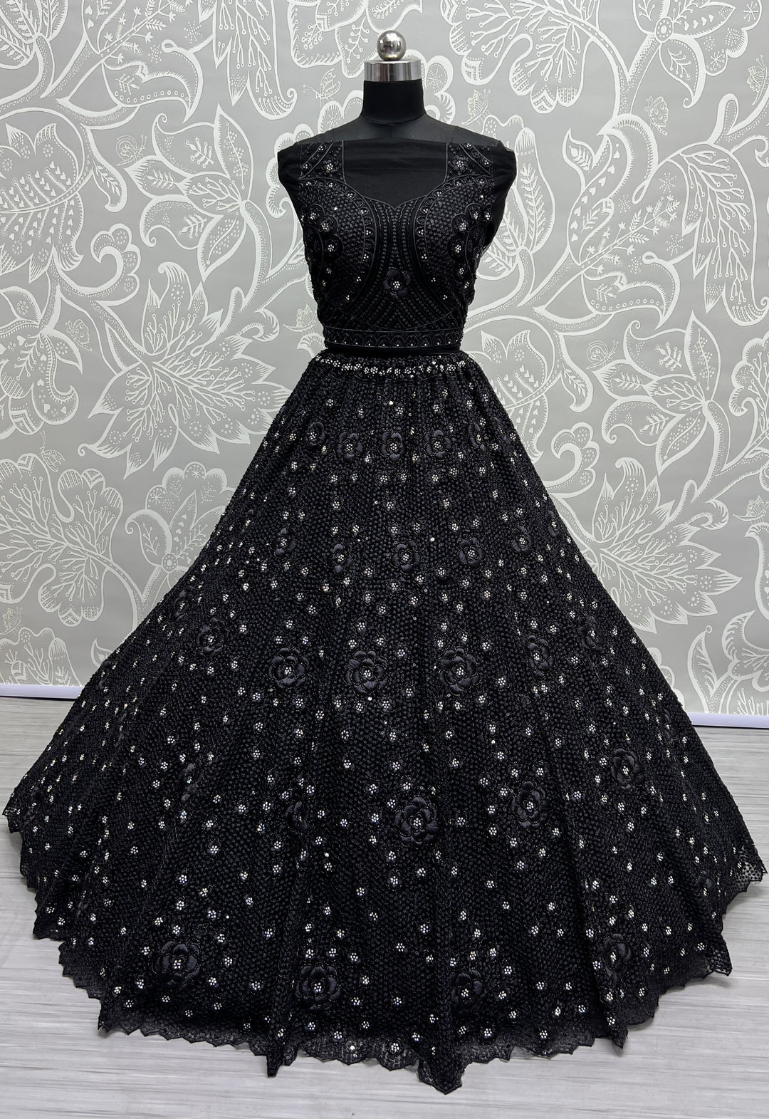 Elegant Hand-Embroidered Net Lehenga | Perfect for Weddings & Special Events