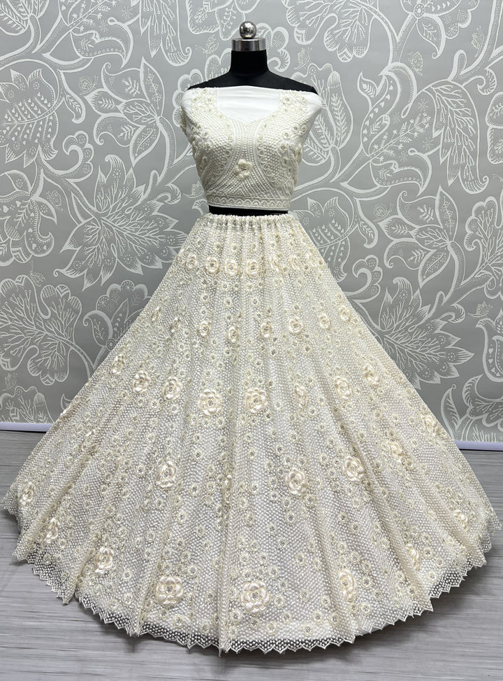 Elegant Hand-Embroidered Net Lehenga | Perfect for Weddings & Special Events