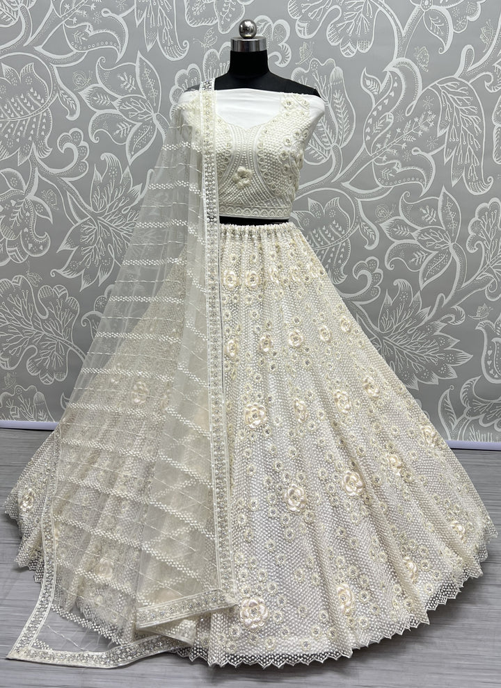 Elegant Hand-Embroidered Net Lehenga | Perfect for Weddings & Special Events