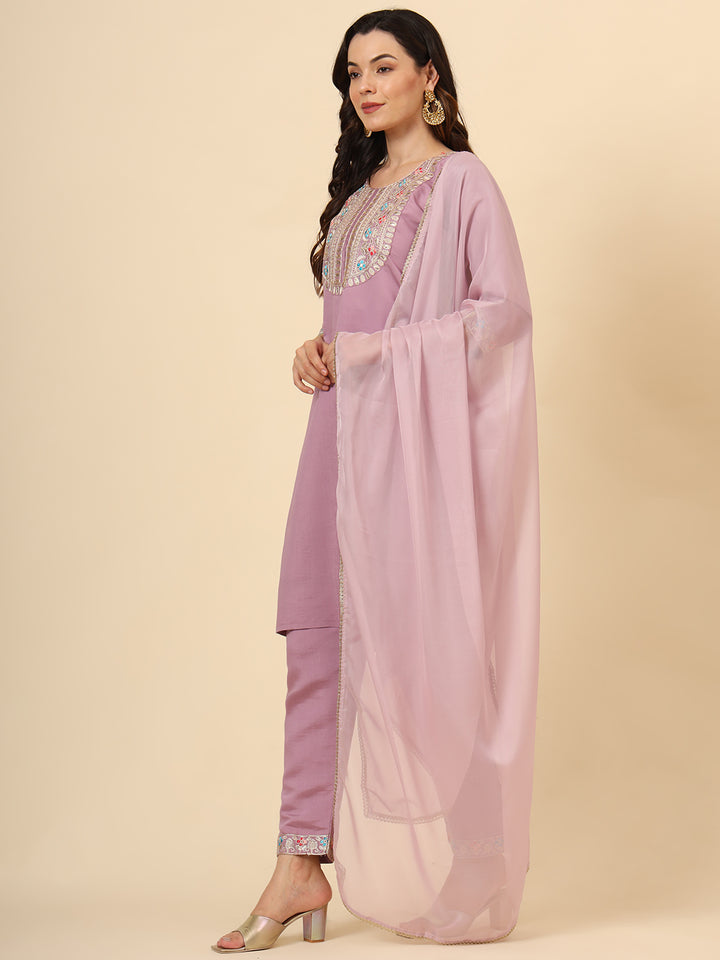 Silk Blend Salwar Kameez | Elegant Embellished Detailing for Ethnic Wear