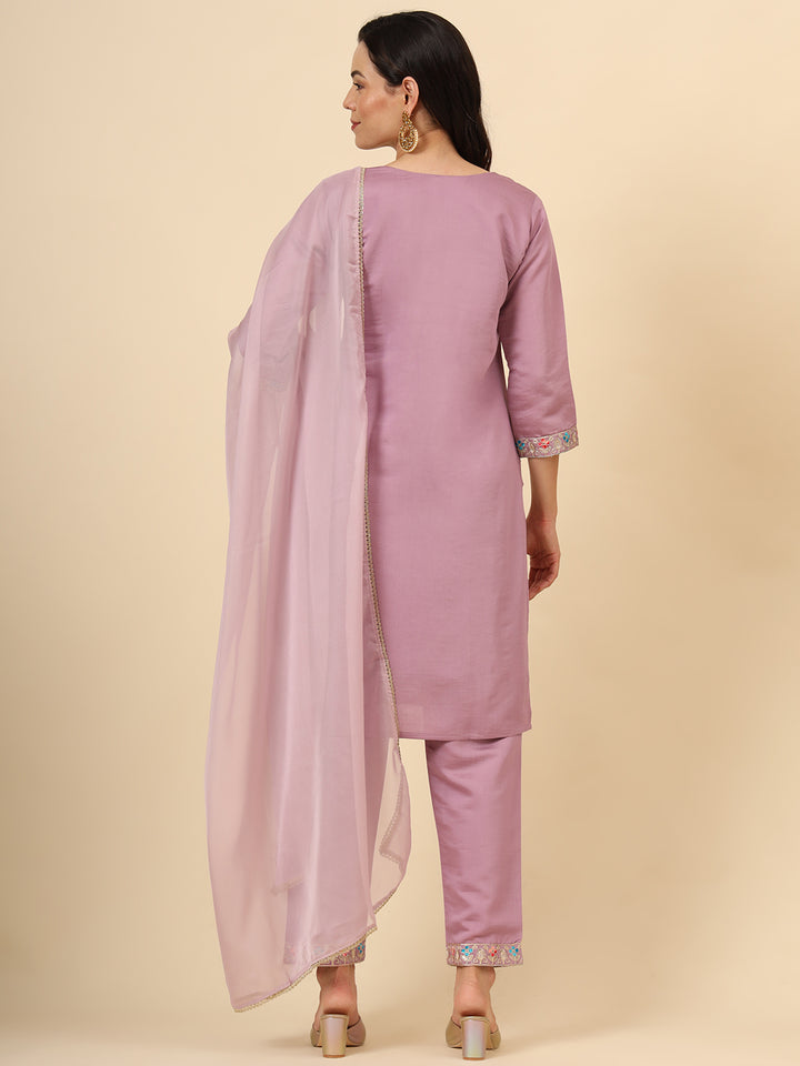 Silk Blend Salwar Kameez | Elegant Embellished Detailing for Ethnic Wear