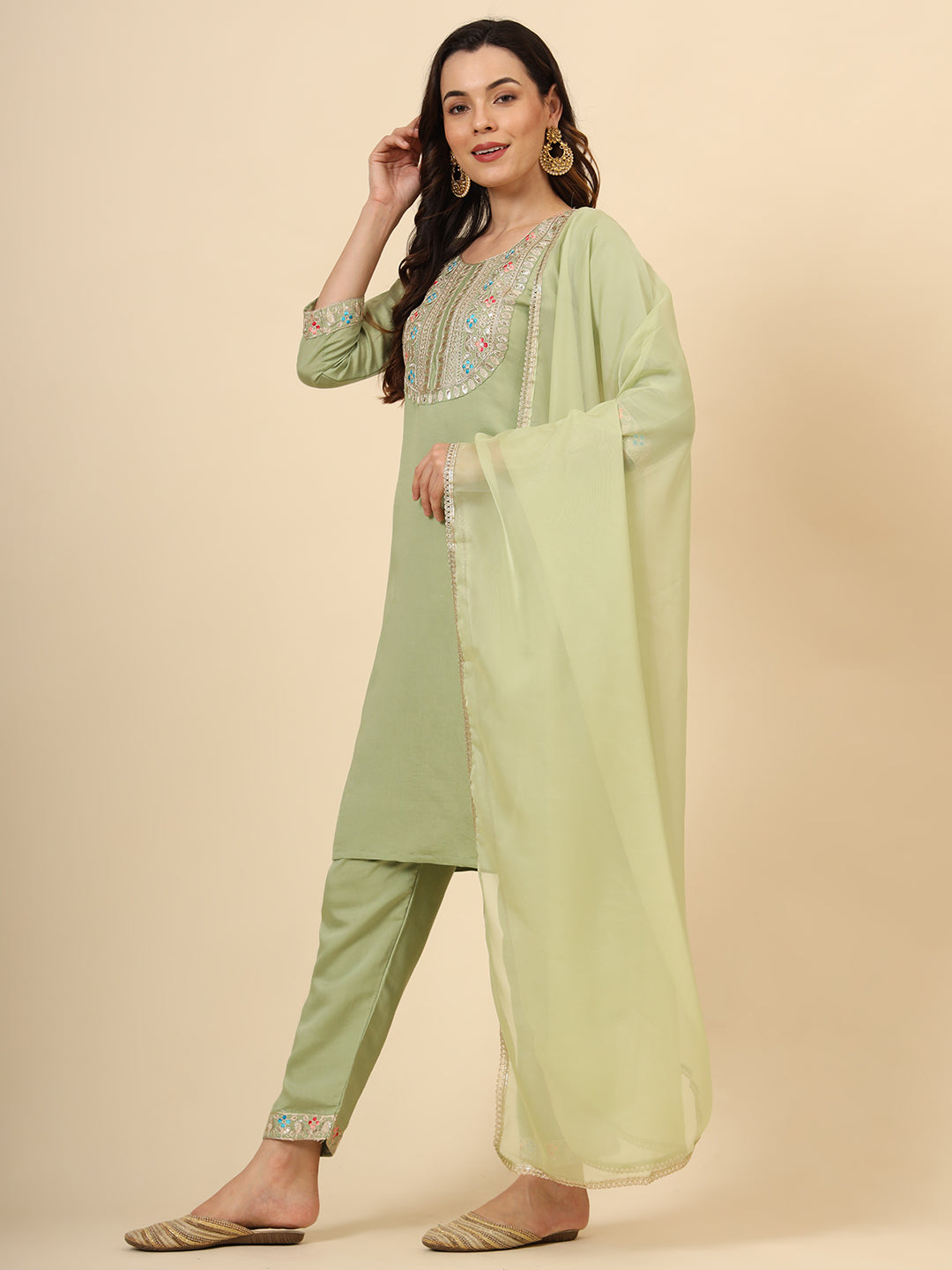 Silk Blend Salwar Kameez | Elegant Embellished Detailing for Ethnic Wear